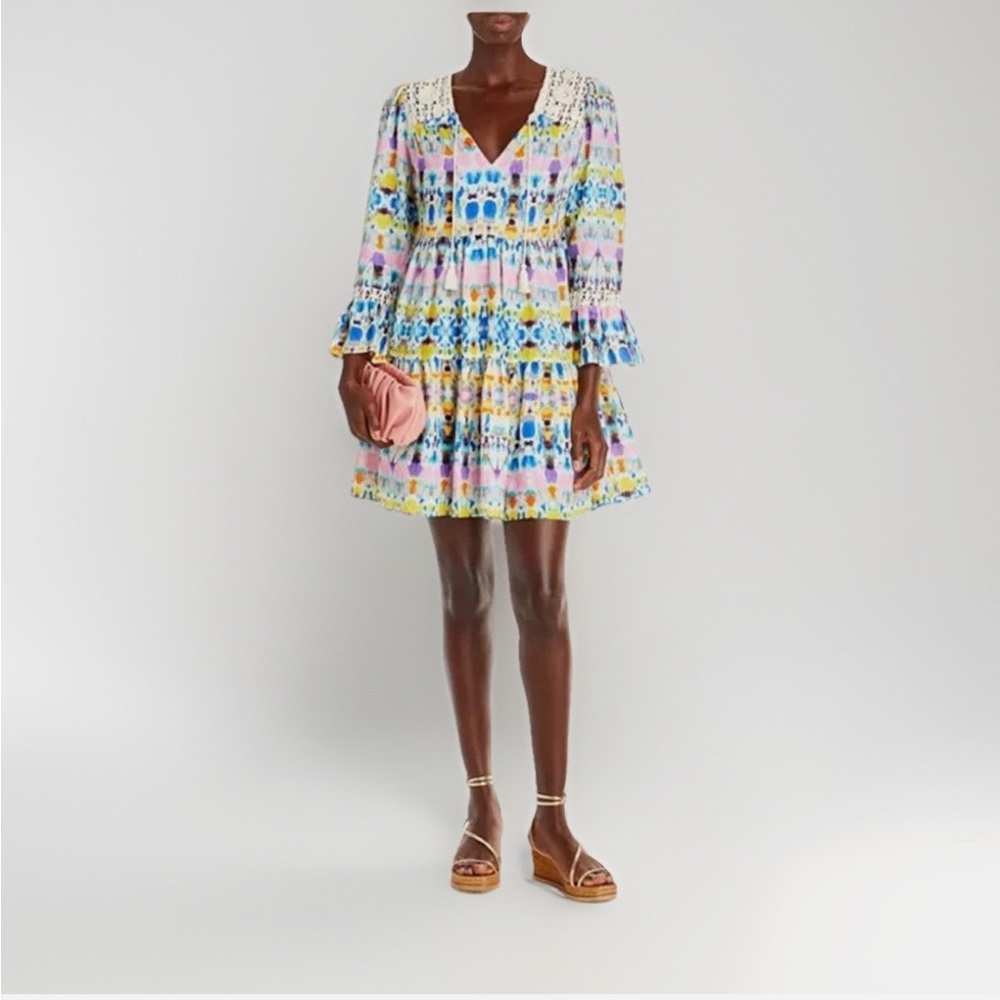 Aqua Lace Crochet Mini Dress Dress